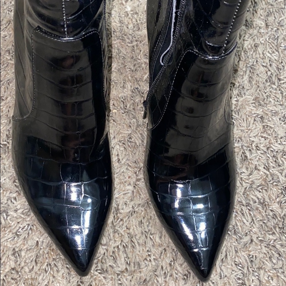 Jeffrey Campbell Snake Embossed Pointy Toe Booties - image 2